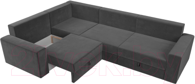 Диван угловой Лига Диванов Майами Long 92 левый (велюр серый)