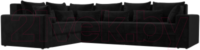 Диван угловой Лига Диванов Майами Long 92 левый (велюр черный) - фото