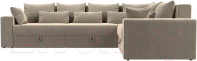 Диван угловой Лига Диванов Майами Long 92 правый (микровельвет бежевый)