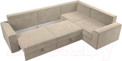 Диван угловой Лига Диванов Майами Long 92 правый (микровельвет бежевый)