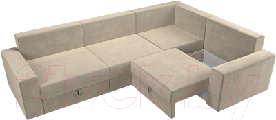 Диван угловой Лига Диванов Майами Long 92 правый (микровельвет бежевый)