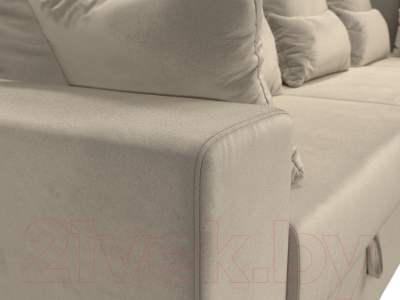 Диван угловой Лига Диванов Майами Long 92 правый (микровельвет бежевый)