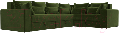 Диван угловой Лига Диванов Майами Long 92 правый (микровельвет зеленый)