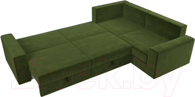 Диван угловой Лига Диванов Майами Long 92 правый (микровельвет зеленый)
