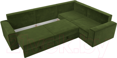 Диван угловой Лига Диванов Майами Long 92 правый (микровельвет зеленый)