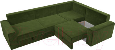 Диван угловой Лига Диванов Майами Long 92 правый (микровельвет зеленый)