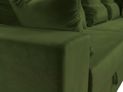 Диван угловой Лига Диванов Майами Long 92 правый (микровельвет зеленый)