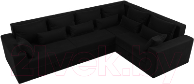 Диван угловой Лига Диванов Майами Long 92 правый (микровельвет черный)