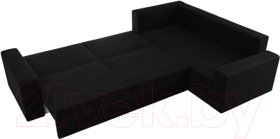 Диван угловой Лига Диванов Майами Long 92 правый (микровельвет черный)