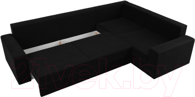 Диван угловой Лига Диванов Майами Long 92 правый (микровельвет черный)