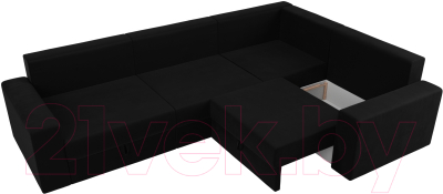 Диван угловой Лига Диванов Майами Long 92 правый (микровельвет черный)