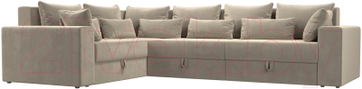 Диван угловой Лига Диванов Майами Long 92 левый (микровельвет бежевый) - фото