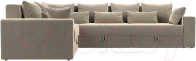 Диван угловой Лига Диванов Майами Long 92 левый (микровельвет бежевый)
