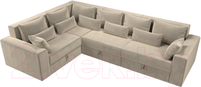 Диван угловой Лига Диванов Майами Long 92 левый (микровельвет бежевый)