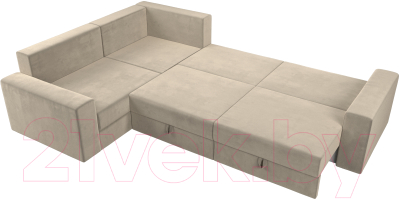 Диван угловой Лига Диванов Майами Long 92 левый (микровельвет бежевый)
