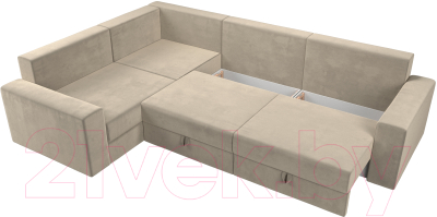 Диван угловой Лига Диванов Майами Long 92 левый (микровельвет бежевый)
