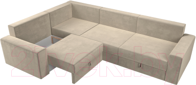 Диван угловой Лига Диванов Майами Long 92 левый (микровельвет бежевый)