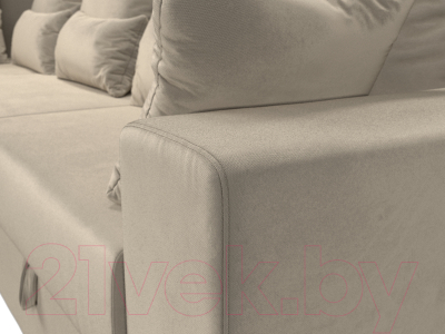 Диван угловой Лига Диванов Майами Long 92 левый (микровельвет бежевый)