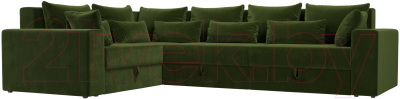 Диван угловой Лига Диванов Майами Long 92 левый (микровельвет зеленый) - фото
