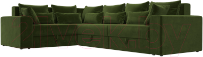 Диван угловой Лига Диванов Майами Long 92 левый (микровельвет зеленый)