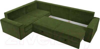 Диван угловой Лига Диванов Майами Long 92 левый (микровельвет зеленый)