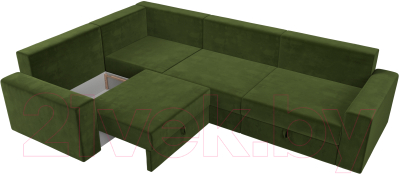Диван угловой Лига Диванов Майами Long 92 левый (микровельвет зеленый)