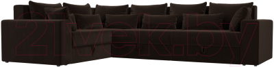 Диван угловой Лига Диванов Майами Long 92 левый (микровельвет коричневый) - фото