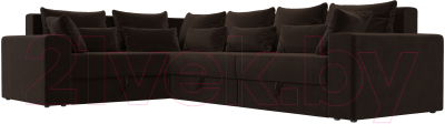 Диван угловой Лига Диванов Майами Long 92 левый (микровельвет коричневый)