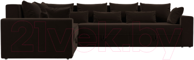 Диван угловой Лига Диванов Майами Long 92 левый (микровельвет коричневый)