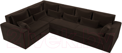 Диван угловой Лига Диванов Майами Long 92 левый (микровельвет коричневый)