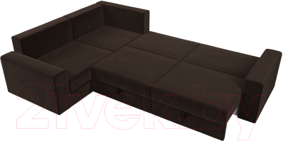 Диван угловой Лига Диванов Майами Long 92 левый (микровельвет коричневый)
