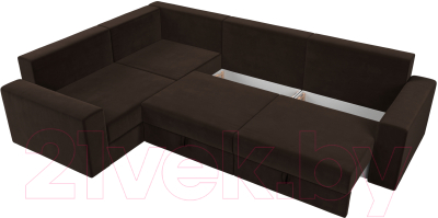 Диван угловой Лига Диванов Майами Long 92 левый (микровельвет коричневый)