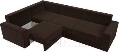 Диван угловой Лига Диванов Майами Long 92 левый (микровельвет коричневый)