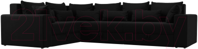 Диван угловой Лига Диванов Майами Long 92 левый (микровельвет черный) - фото