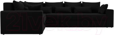Диван угловой Лига Диванов Майами Long 92 левый (микровельвет черный)