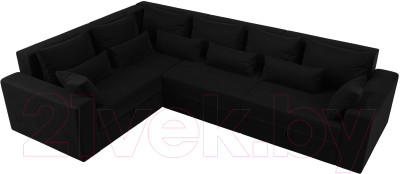 Диван угловой Лига Диванов Майами Long 92 левый (микровельвет черный)
