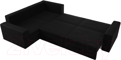 Диван угловой Лига Диванов Майами Long 92 левый (микровельвет черный)