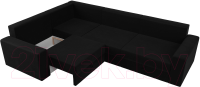 Диван угловой Лига Диванов Майами Long 92 левый (микровельвет черный)