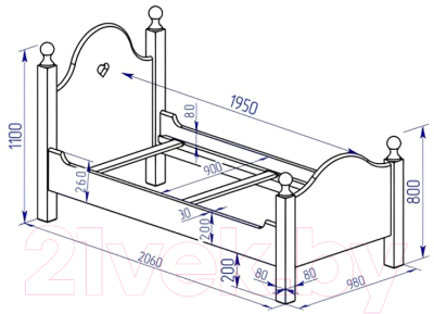 Односпальная кровать Kommodum 1100x980x2060 KSALT9