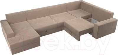 Диван П-образный Лига Диванов Майами П 93 правый (велюр бежевый)
