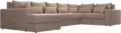Диван П-образный Лига Диванов Майами П 93 правый (велюр бежевый)