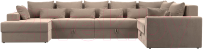 Диван П-образный Лига Диванов Майами П 93 правый (велюр бежевый)