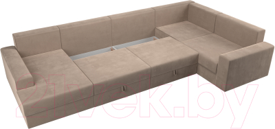 Диван П-образный Лига Диванов Майами П 93 правый (велюр бежевый)