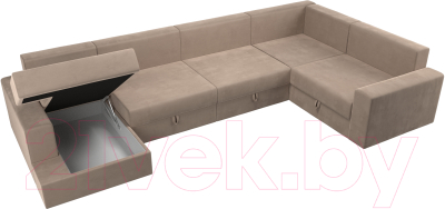 Диван П-образный Лига Диванов Майами П 93 правый (велюр бежевый)