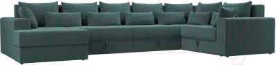 Диван П-образный Лига Диванов Майами П 93 правый (велюр бирюзовый) - фото