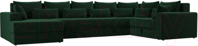 Диван П-образный Лига Диванов Майами П 93 правый (велюр зеленый) - фото