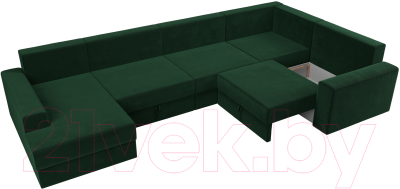 Диван П-образный Лига Диванов Майами П 93 правый (велюр зеленый)