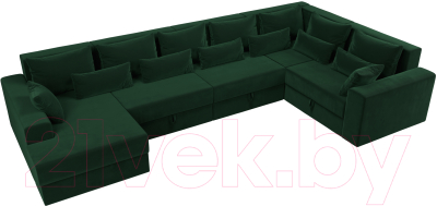 Диван П-образный Лига Диванов Майами П 93 правый (велюр зеленый)