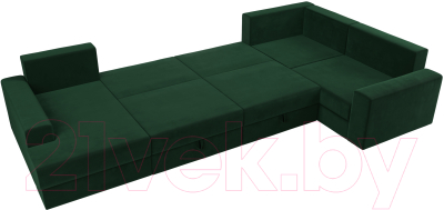 Диван П-образный Лига Диванов Майами П 93 правый (велюр зеленый)