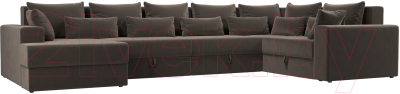 Диван П-образный Лига Диванов Майами П 93 правый (велюр коричневый) - фото
